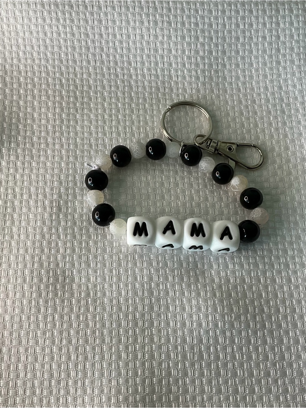 Mama Beaded Keychain - Black & White Kids Accessory